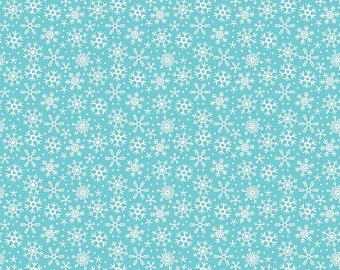 Riley Blake Fabric Santa Express Santa Snowflake Blue - 1 Yard