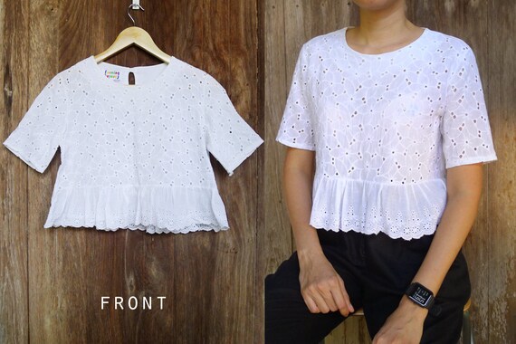 white cotton peplum top