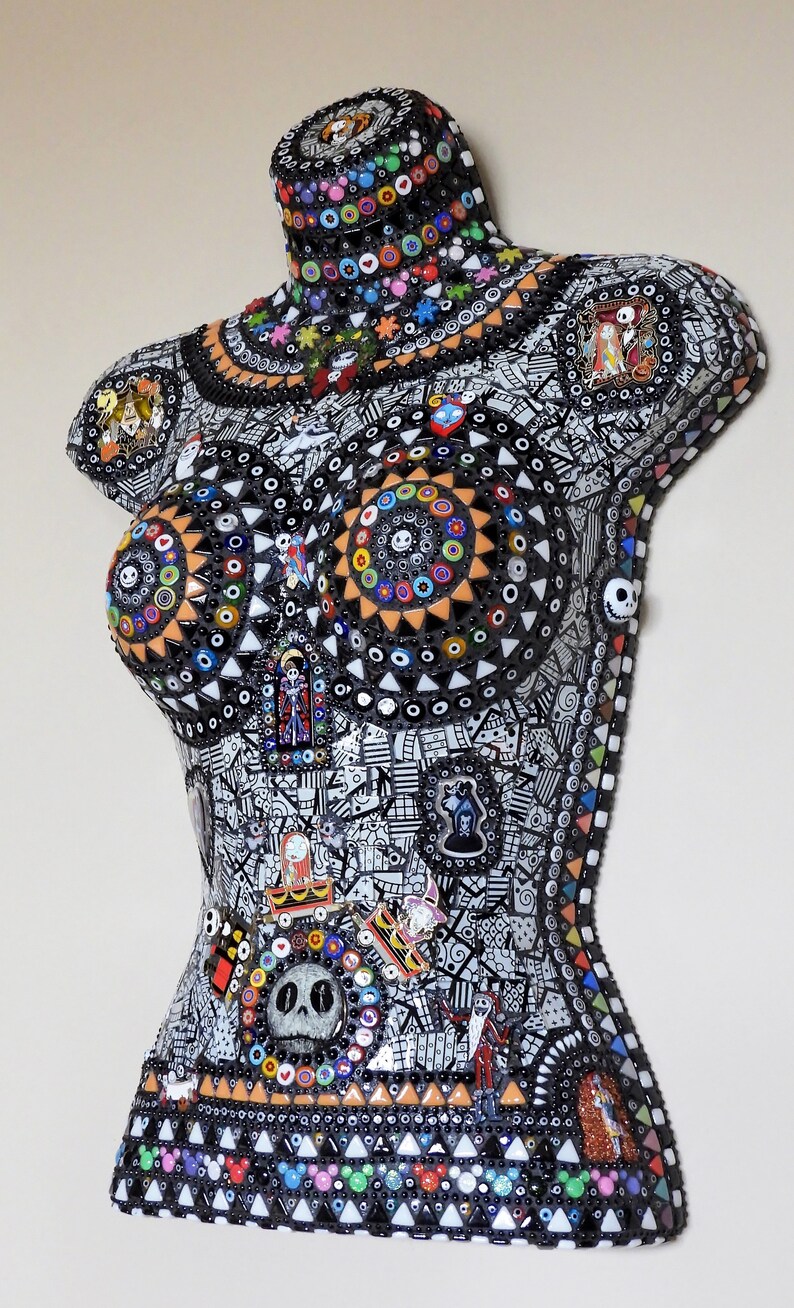 Nightmare Before Christmas dames torso met mozaiek als thema afbeelding 3