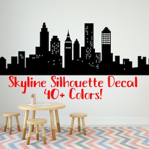 Skyline Wall Decal Skyscraper Wall Decal Sticker City Wall - Etsy