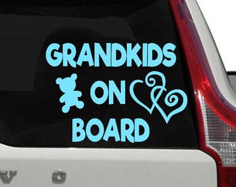 GRANDKIDS ON BOARD Novelty Car/Van/Window/bumper Sticker Ideal for Grandparents 