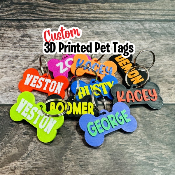 Custom 3D Printed Pet Tag - Custom Dog Tag - Personalized Pet Tag - Custom Pet Name - Pet ID Tag - Dog ID Tag - Cat ID Tag - Dog Name Tag