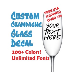 Champagne Glass Custom Decal Sticker Bachelorette Party Wine Glass Decals Wine Glass Stickers Wine Glass Label Glass Champagne Glass Decal