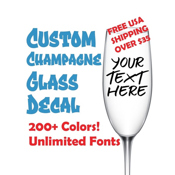 Champagne Glass Custom Decal Sticker Bachelorette Party Wine Glass Decals Wine Glass Stickers Wine Glass Label Glass Champagne Glass Decal