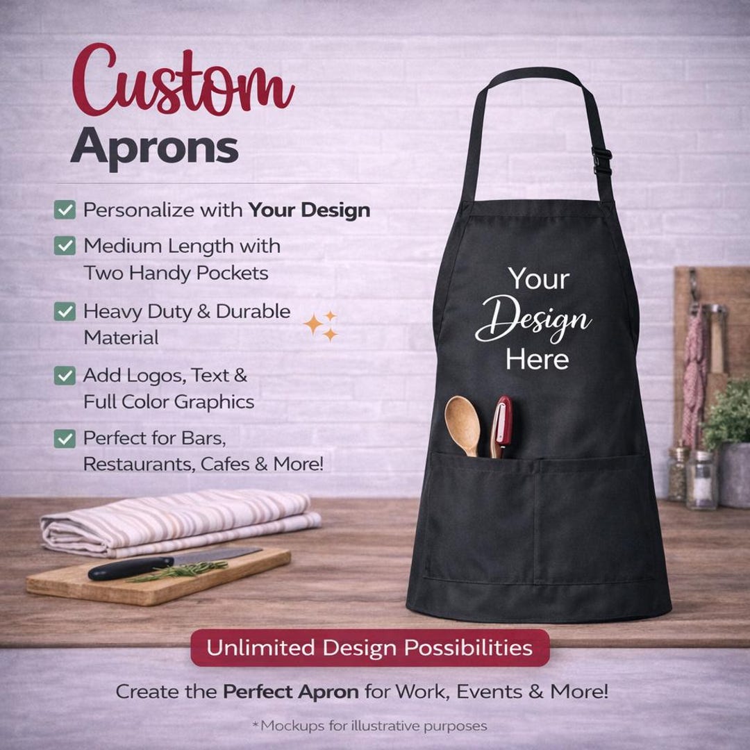 Custom Chef Apron | Medium Length, Front Pouch Design - Etsy