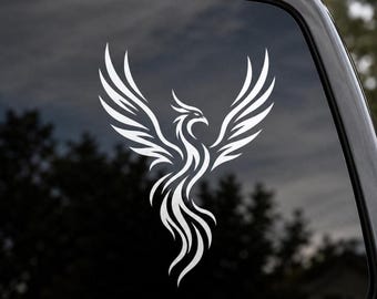 Abstract Phoenix Bird Vinyl Decal - Phoenix Window Decal - Rise From the Ashes Phoenix Vinyl Decal - Tribal Phoenix Vinyl Decal
