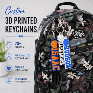 Llavero personalizado impreso en 3D - Llavero de béisbol - Regalos para equipos de béisbol - Llavero de equipo - Regalos deportivos - Llavero personalizado - Etiqueta para bolso BÉISBOL