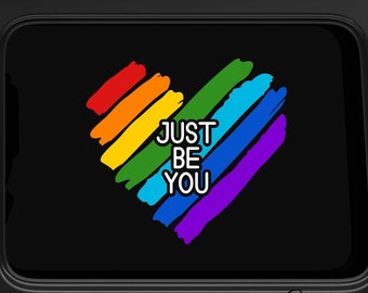 Just Be You Pride Decal LGBTQ Pride LGBTQ Support Sticker Pride Sticker Rainbow Heart Rainbow Decal Rainbow Sticker