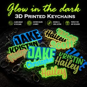 Glow In The Dark Custom 3D Printed Keychain - Custom Key Chain - Name  Keychain - Glow In The Dark Keychain - 3D Printed Keychain