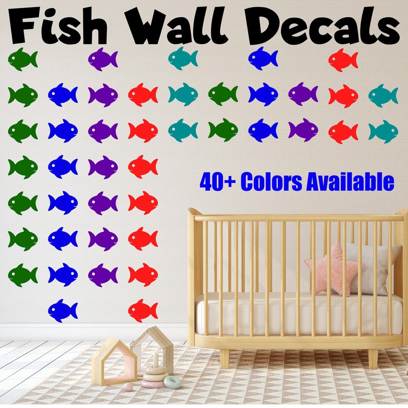 Peel and Stick Fish Wall Decals For Kids Rooms Nursery Decor Etsy