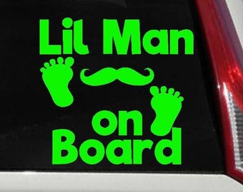 Baby on Board Decal, Lil Man on Board, Dude on board, Boy on board, Kids on Board, Great Gift for Moms Dads Grandparents, Safety Sticker