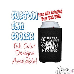My Idea Of A Balanced Helps Custom Can Cooler Collapsible Foam Can Cooler Can Beer Holder Beer Sayings Drinking Sayings Gift for Dad Wraps