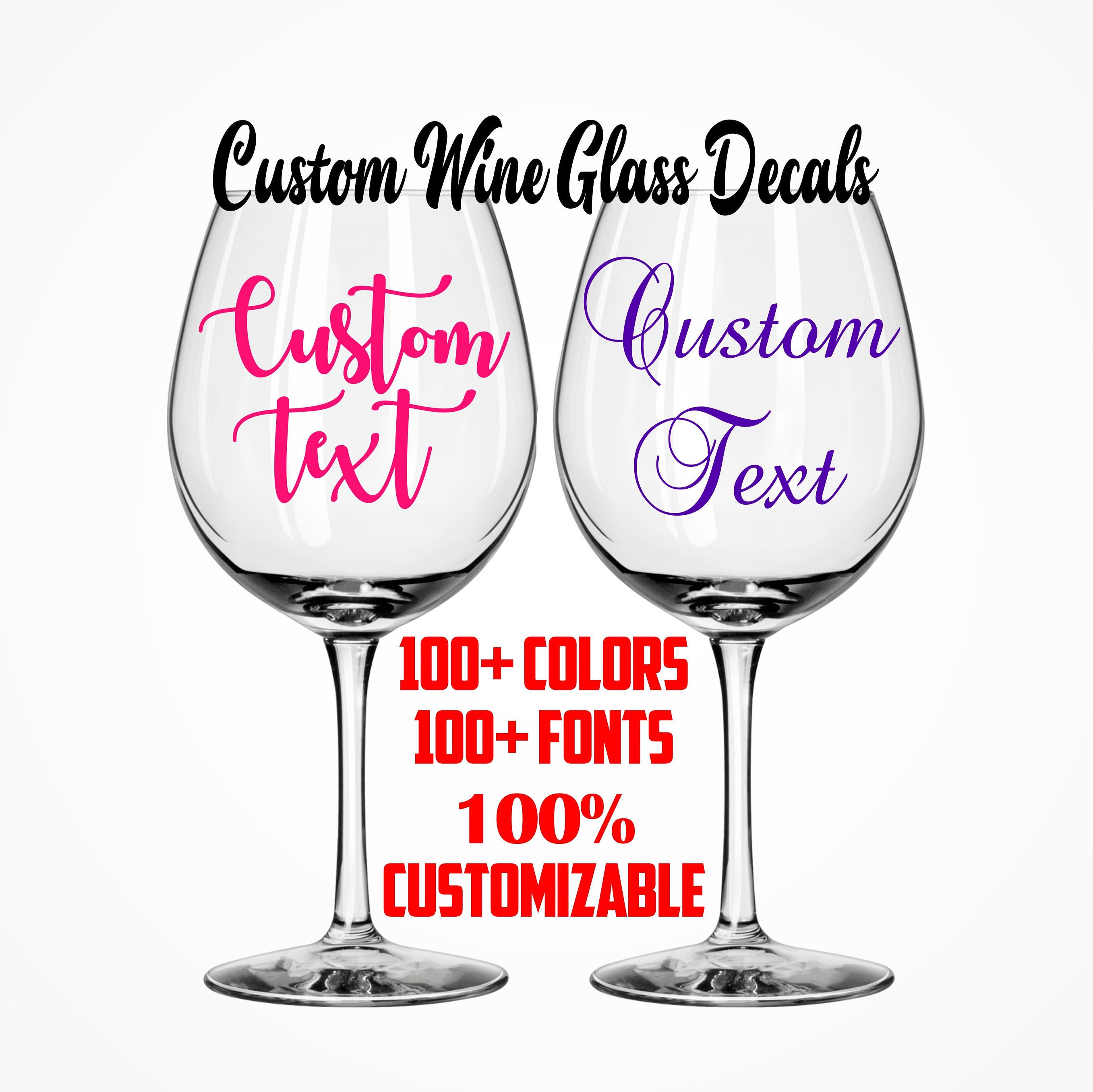 Custom Wine Glass Decals Bachelorette Party Custom Decal Etsy