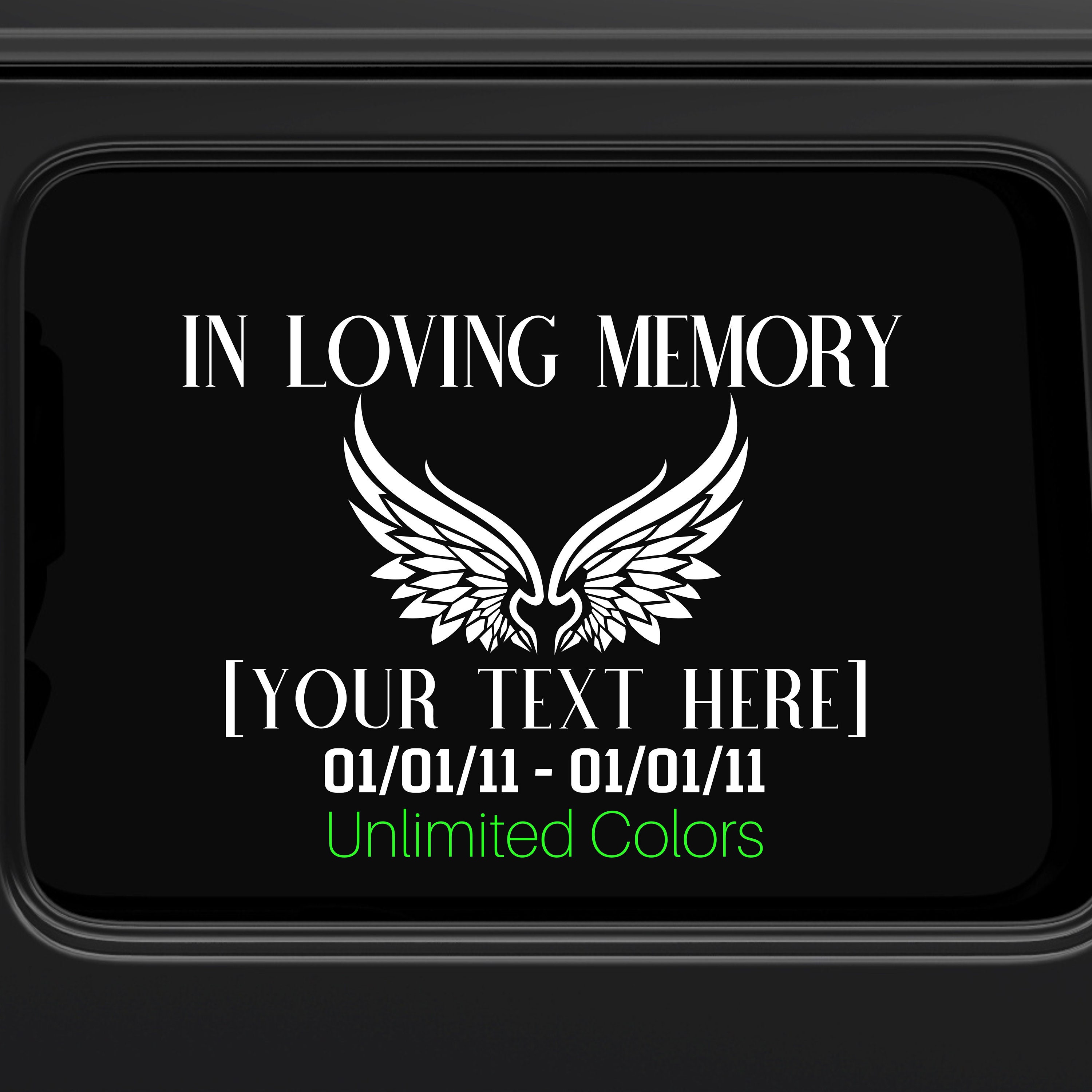 Adesivo Auto JDM 'In Loving Memory' - Decalcomania Nera 114x88 Mm - Resistente UV Per Auto, Laptop, Finestre - 3