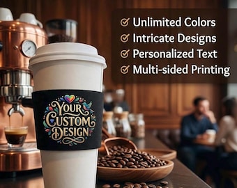 Custom Coffee Sleeve Wrap | Personalized Coffee Cup Wrap | Wedding Favor | Gift for Coffee Lover