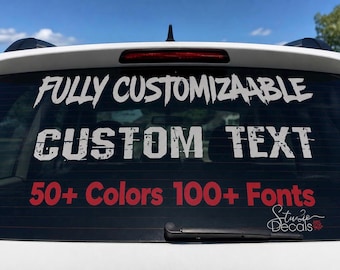 Custom Windshield Vinyl Decal Sticker | Personalized Text & Number Vinyl Sticker for Car, Truck and Window Stickers - Multiple Colors!