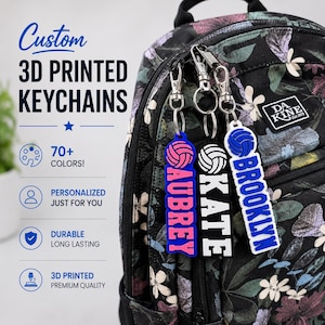 Custom 3D Printed Keychain - Volleyball Keychain - Volleyball Team Gifts - Team Keychain - Sports Gifts - Custom Keychain Bag Tag VOLLEYBALL