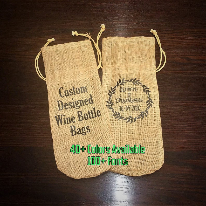 Custom Wine Bottle Bags Wine Bottle Gift Bags Wedding Etsy