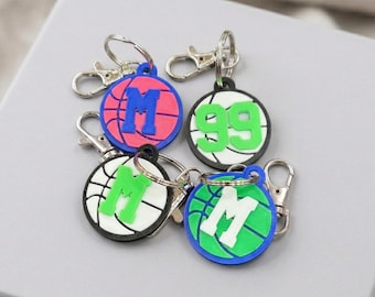 Porte-clés personnalisé imprimé en 3D - Porte-clés de basket-ball - Cadeaux de basket-ball - Porte-clés d'équipe - Cadeaux de sport - Porte-clés personnalisé étiquette de sac BASKETBALL R