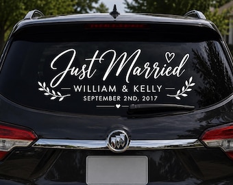 Just Married Car Window Decal Wedding Car Kit Just Married Decal Just Married Sign Wedding Car Decals Wedding Decorations Vehicle Decals
