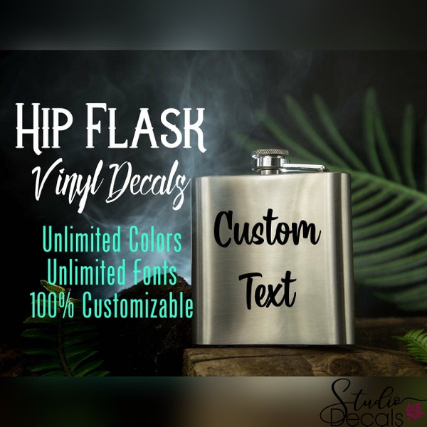 Custom Hip Flask Vinyl Decals Bachelor Party Groomsman Gifts Wedding Gift Custom Decal Wedding Decals Tumbler Mug Decals Wine Tumbler Decal