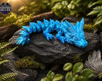 Bebé dragón de cristal articulado – Dragón flexible impreso en 3D, juguete antiestrés, mascota de escritorio fantástica, regalo para amantes de los dragones