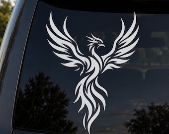 Phoenix Vinyl Decal | Tribal Phoenix Car Window Sticker | Mythical Bird Vehicle Window Decal | Waterproof Die Cut Vinyl Sticker