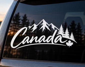Canada Vinyl Decal – Canadian Maple Leaf & Pine Tree Sticker – Canada Pride Car Window Decal – Outdoor Adventure Sticker