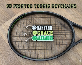 Porte-clés personnalisé imprimé en 3D - Porte-clés tennis - Cadeaux équipe de tennis - Porte-clés équipe - Cadeaux sport - Porte-clés personnalisé étiquette de sac TENNIS