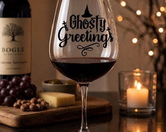 Spooky Squad Vinyl Decals - Custom Wine Glass Decal - Wine Glass Sticker - Wine Glass Vinyl Decal - Sticker For Wine Glass
