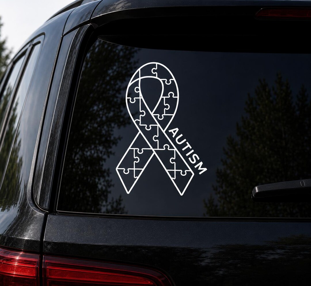 Autism Awareness Ribbon Decal | Puzzle Piece Support Ribbon | Car ...