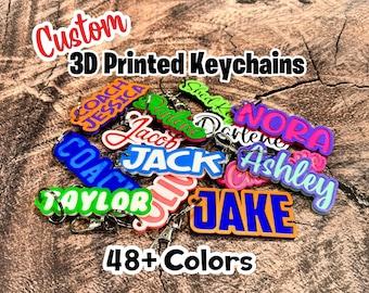 Custom 3D Printed Keychain - Custom Key Chain - Name Keychain - Custom Key Ring - 3D Printed Name - Custom Name Keychain - Backpack BORDERED