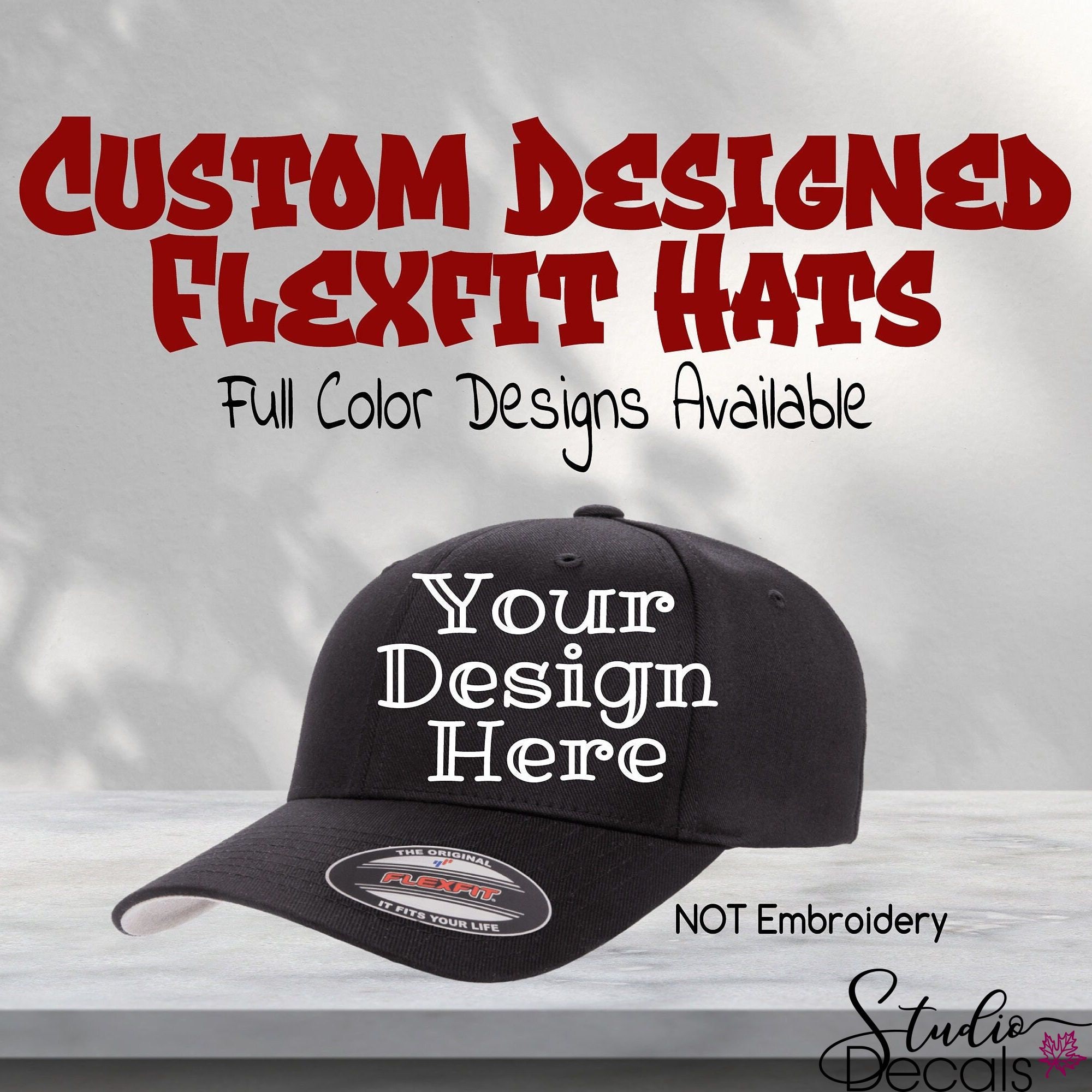 Custom FULL COLOR Design Flexfit Baseball Hats Custom Company Logo Hats  Flex Fit Hats Custom Hat Logo Custom Baseball Hats not Embroidery - Etsy | 