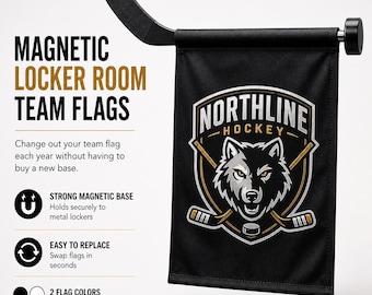 Custom Magnetic Team Locker Room Door Flag - Hockey Team Flag - Change Room Flag - Hockey Door Flag - Team Door Flag - Hockey Flags