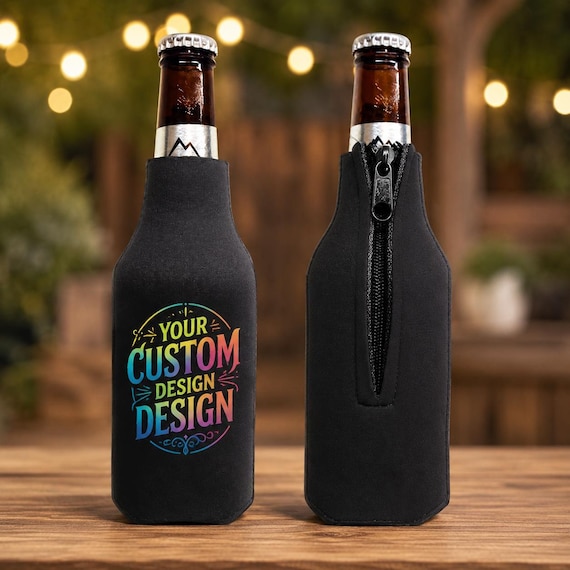 Custom Bottle Cooler | Glass Bottle Sleeve | Personalized Bottle Wrap | Gift for Dad & Husband