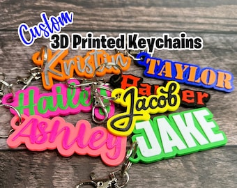 Custom 3D Printed Keychain - Custom Key Chain - Name  Keychain - Custom Key Ring - 3D Printed Name - Custom Name Keychain - Backpack Tag