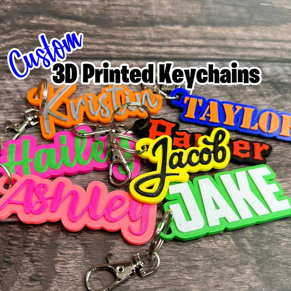 Porte-clés personnalisé imprimé en 3D - Porte-clés personnalisé - Porte-clés prénom - Porte-clés personnalisé - Nom imprimé en 3D - Porte-clés personnalisé - Étiquette de sac à dos