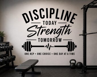 Discipline Today Wall Decal - Home Gym Wall Decor, Workout Motivation Vinyl Sticker, Fitness Quote Wall Art, Gym Room Decor