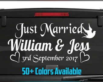 Just Married Car Window Decal Wedding Car Kit Just Married Decal Just Married Sign Wedding Car Decals Wedding Decorations Vehicle Decals