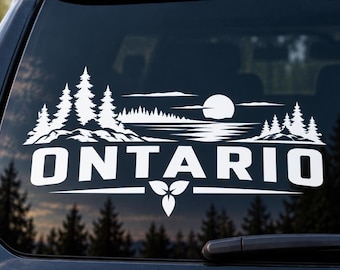 Ontario Vinyl Decal – Forest Lake & Trillium Sticker – Canadian Car Window Decal – Ontario Pride Outdoor Adventure Sticker