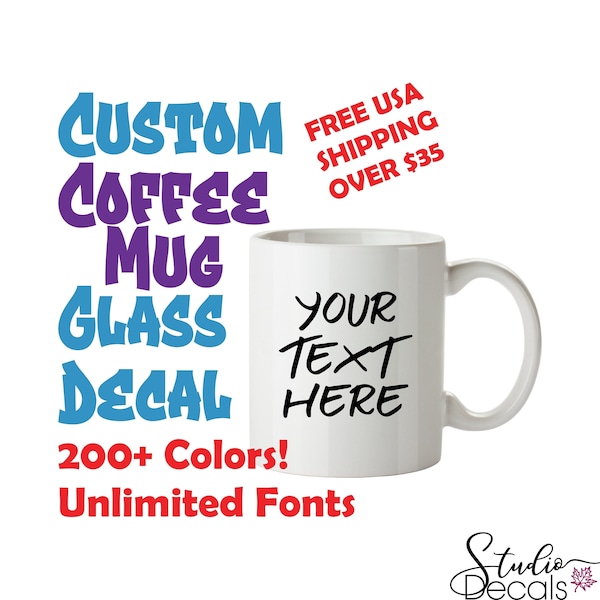 Custom Cup Decals Custom Coffee Mug Decal, Tumbler Decal, Bottle Decal, Vinyl Sticker For Coffee Cup, Custom Vinyl Decal, Custom Vinyl