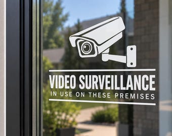 Video Surveillance Vinyl Decal – Security Camera Warning Window Sticker – CCTV Monitoring Sign – Home & Business Door Decal