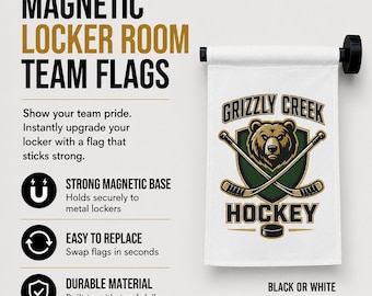 Custom Magnetic Team Locker Room Door Flag - Hockey Team Flag - Change Room Flag - Hockey Door Flag - Team Door Flag - Hockey Flags