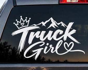 Truck Girl Vinyl Decal, Girls Truck Window Sticker, Pickup Truck Decal for Women, Cute Truck Girl Car Sticker, Country Girl Truck Accessory
