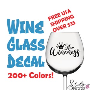 Her Wineness Funny Wine Decals Labels for Wine Glasses Wine Glass Champagne Glass Decal Funny Wine Decal Custom Sticker Wine Label