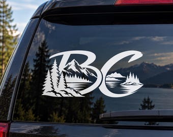 British Columbia BC Vinyl Decal – Mountain Forest & Lake Car Window Sticker – Canadian Outdoor Adventure Decal – BC Pride Gift
