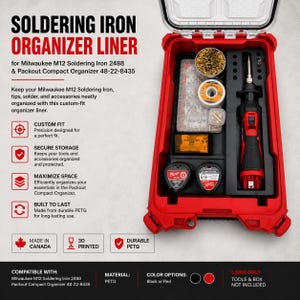 Organizer-Einlage für Milwaukee M12 Lötkolben 2488, Packout Werkzeugkasten 48-22-8435 | Lötkolben, Spitzen, Lötzinn, Einsatz, NUR EINLAGE