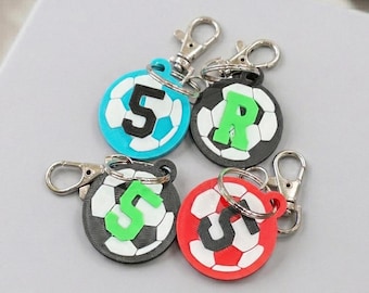 Porte-clé personnalisé imprimé en 3D - Porte-clé de football - Cadeaux équipe de football - Porte-clé équipe - Cadeaux sport - Porte-clé personnalisé étiquette de sac ROUND SOCCER