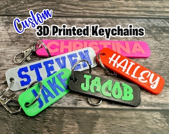 Custom 3D Printed Keychain - Custom Key Chain - Name  Keychain - Custom Key Ring - 3D Printed Name - Custom Name Keychain - Backpack Tag REC