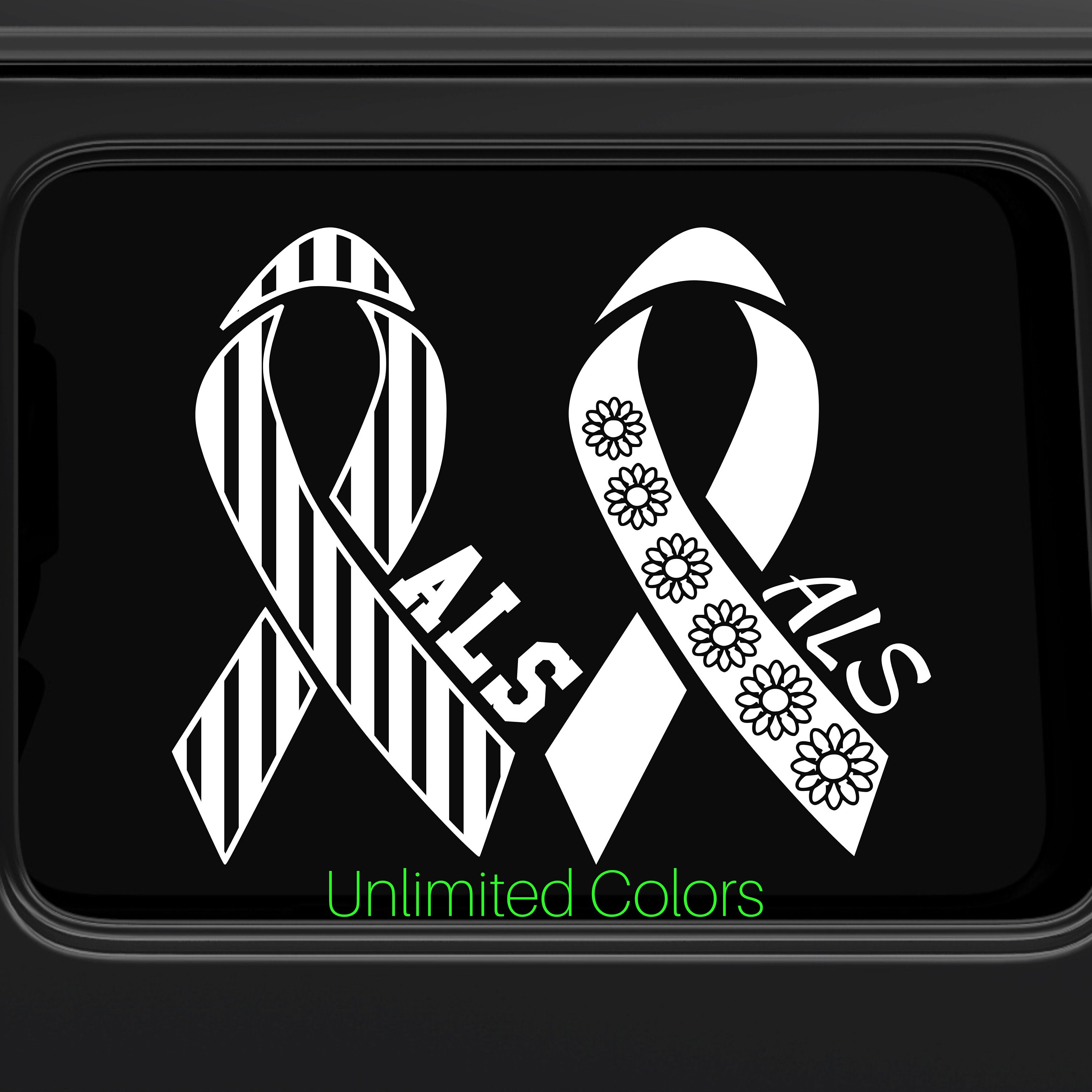 ALS Awareness Ribbon Vinyl Decal (multiple Sizes and Colors Available ...